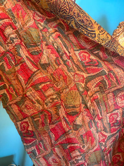 Silk Kantha Scarf art deco