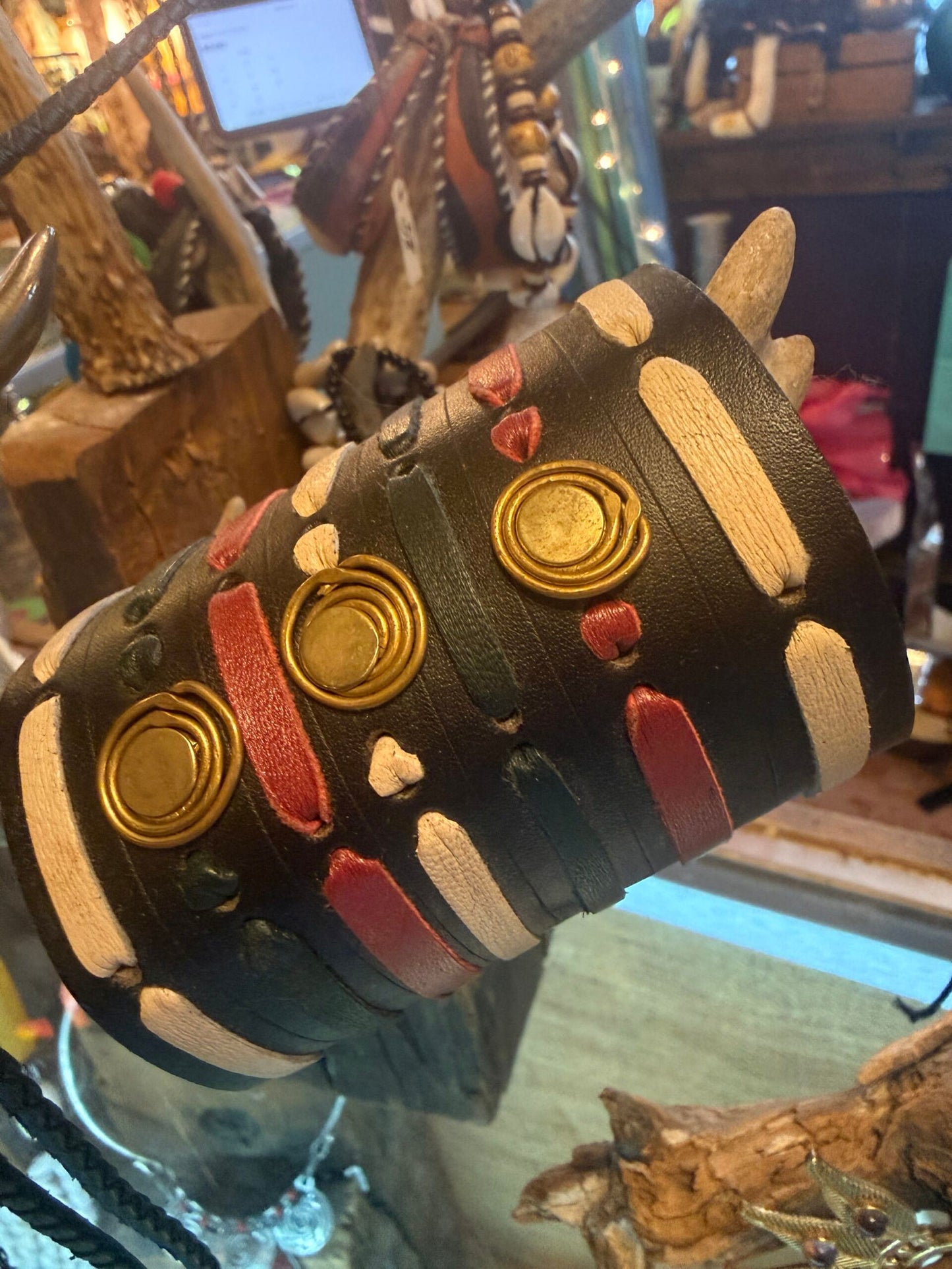 African faux leather cuff