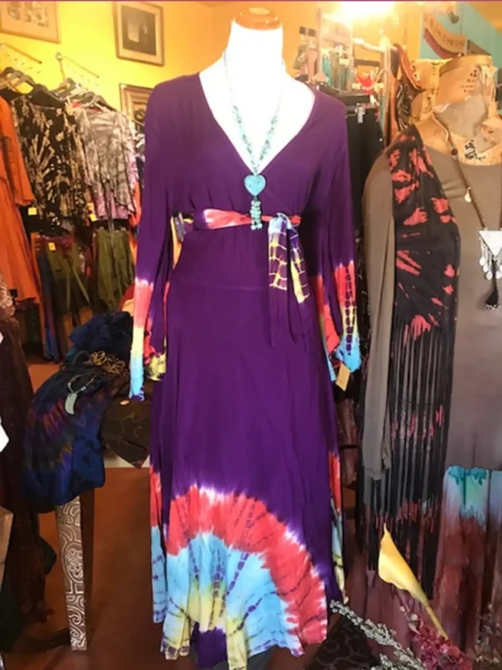 Funky Hippy Chic Boutique Signature Tie Dye Wrap Dress