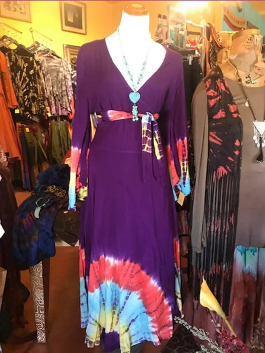 Funky Hippy Chic Boutique Signature Tie Dye Wrap Dress