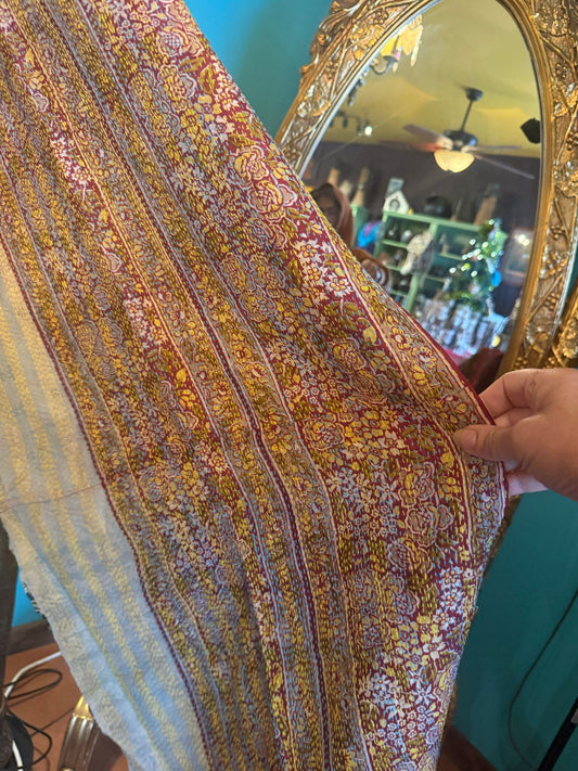 Silk Kantha Scarf earthy