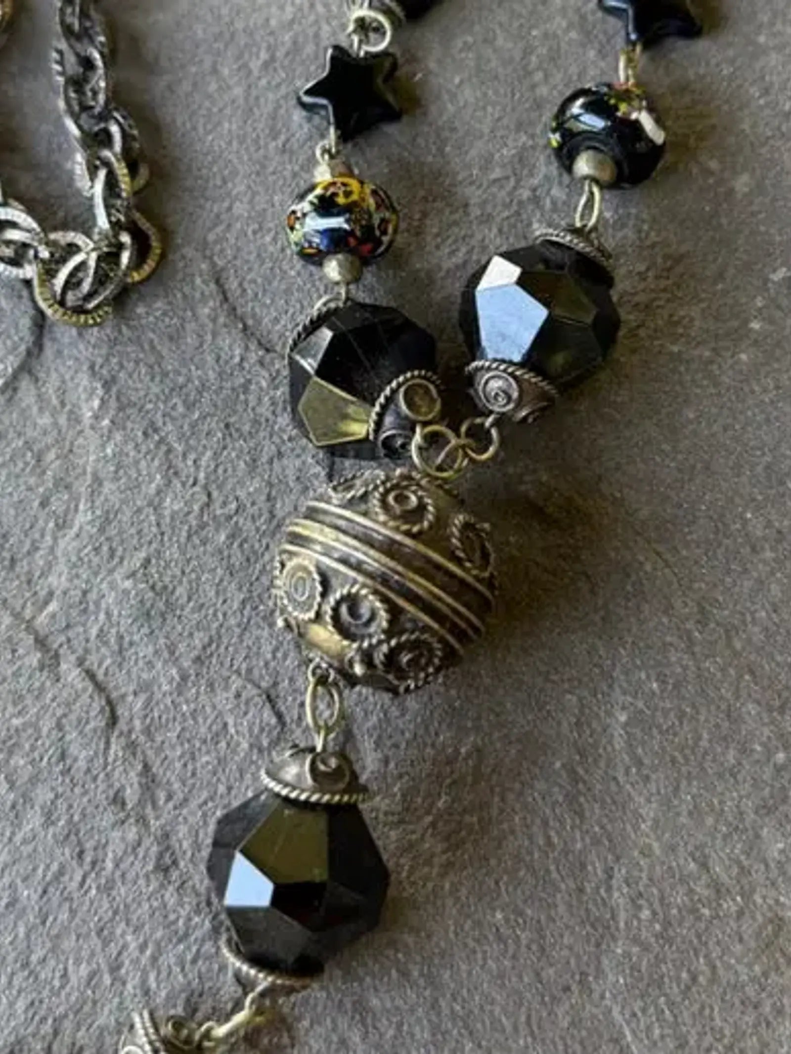 Vintage Indian Silver Onyx
