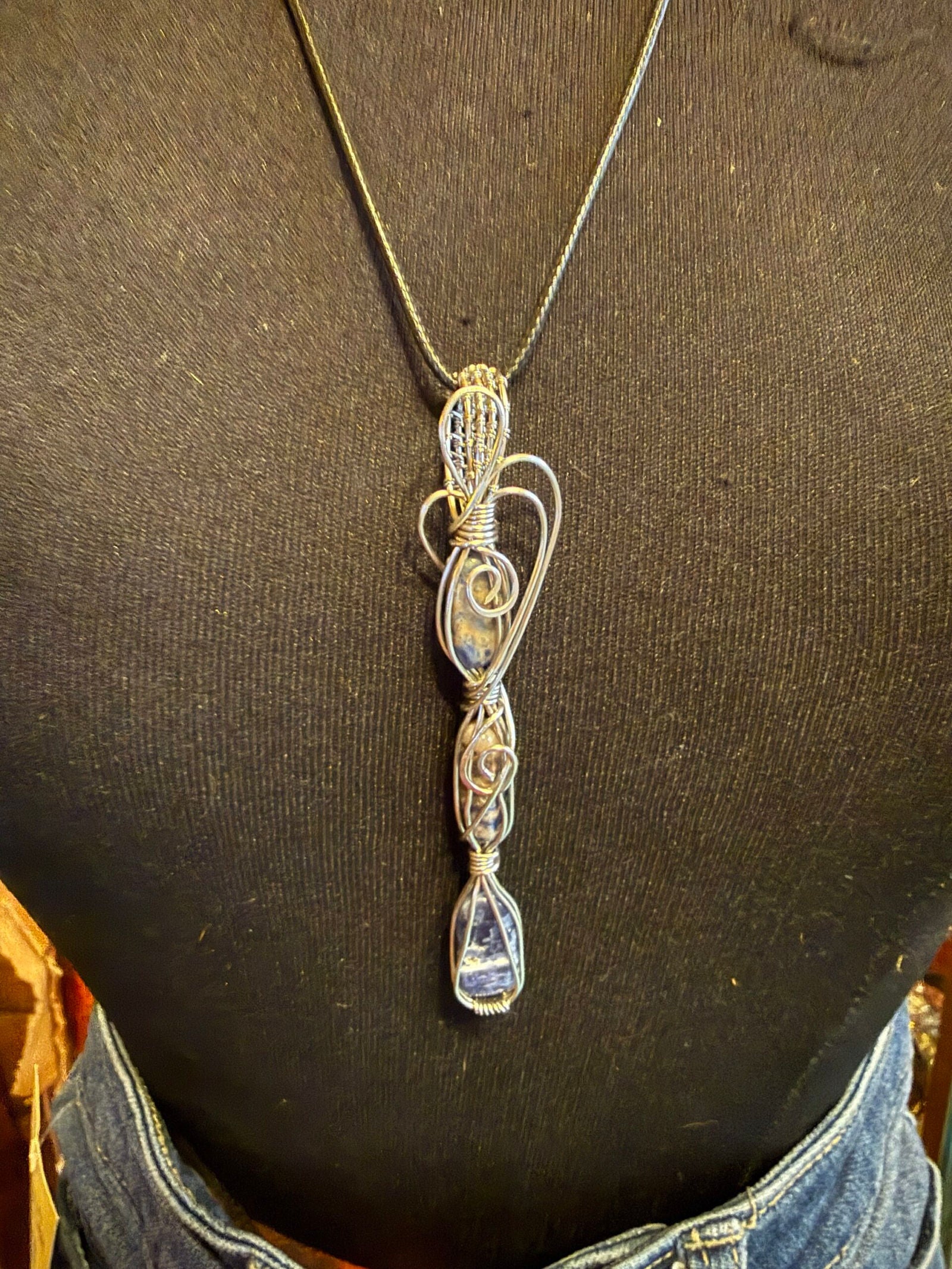Amethyst cylinder wire wrap necklace