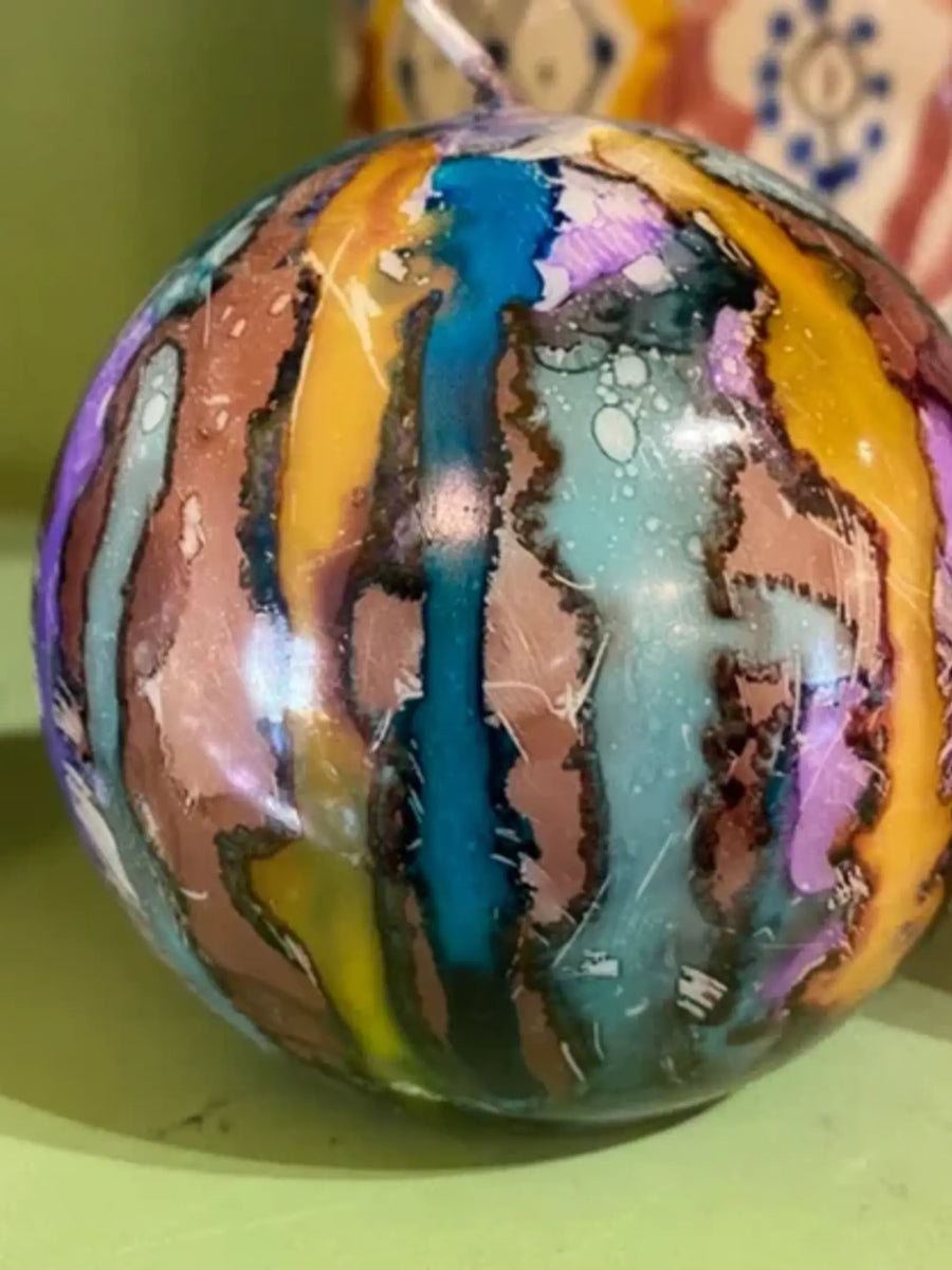 Small Tie Dye globe Candle - Pinks