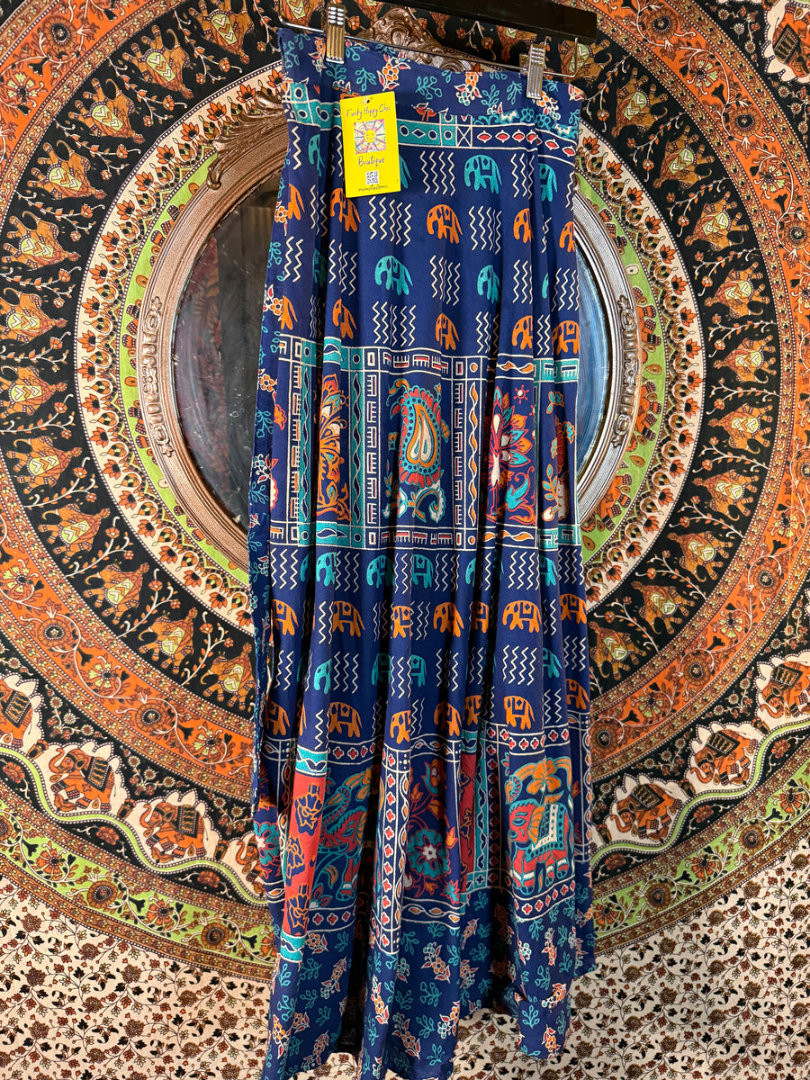 Indian wrap skirt - turquoise/navy