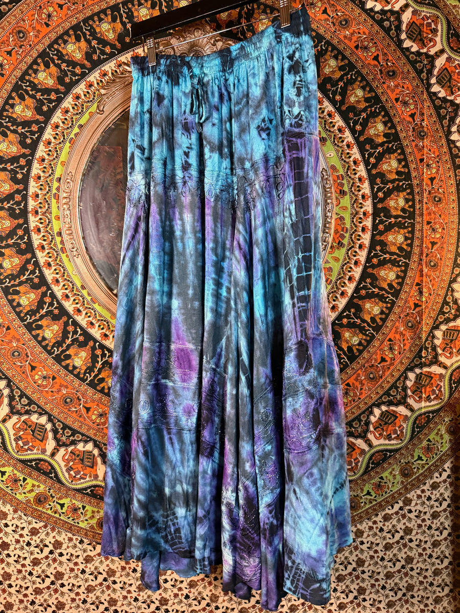 Turquoise/purple  tie-dye maxi skirt