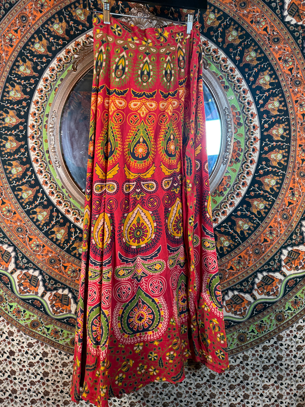 Indian wrap skirt - red