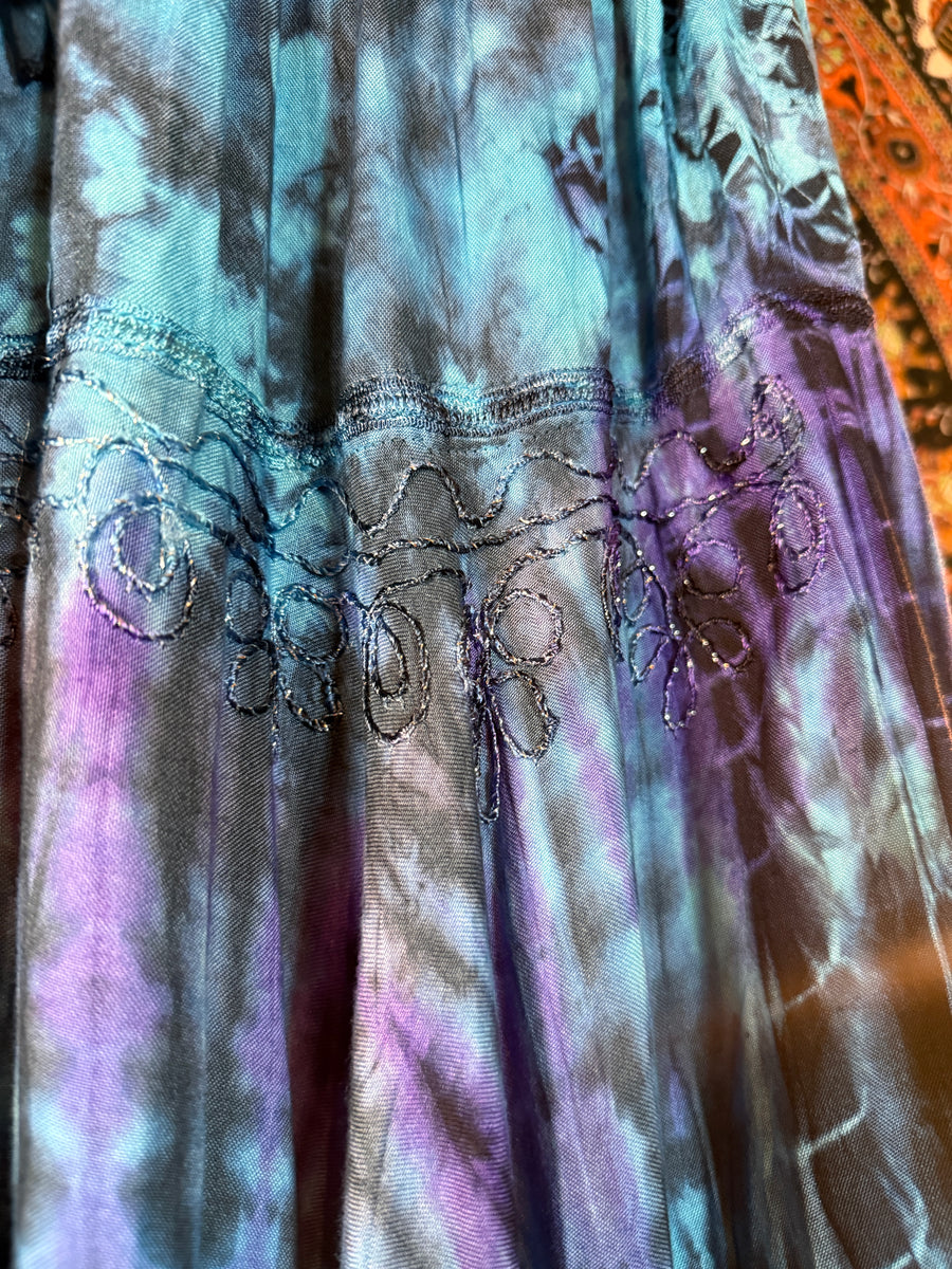 Turquoise/purple  tie-dye maxi skirt