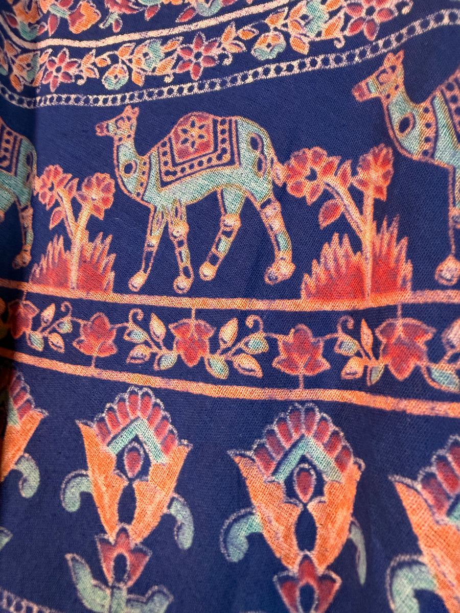 Indian wrap skirt -denim/ orange