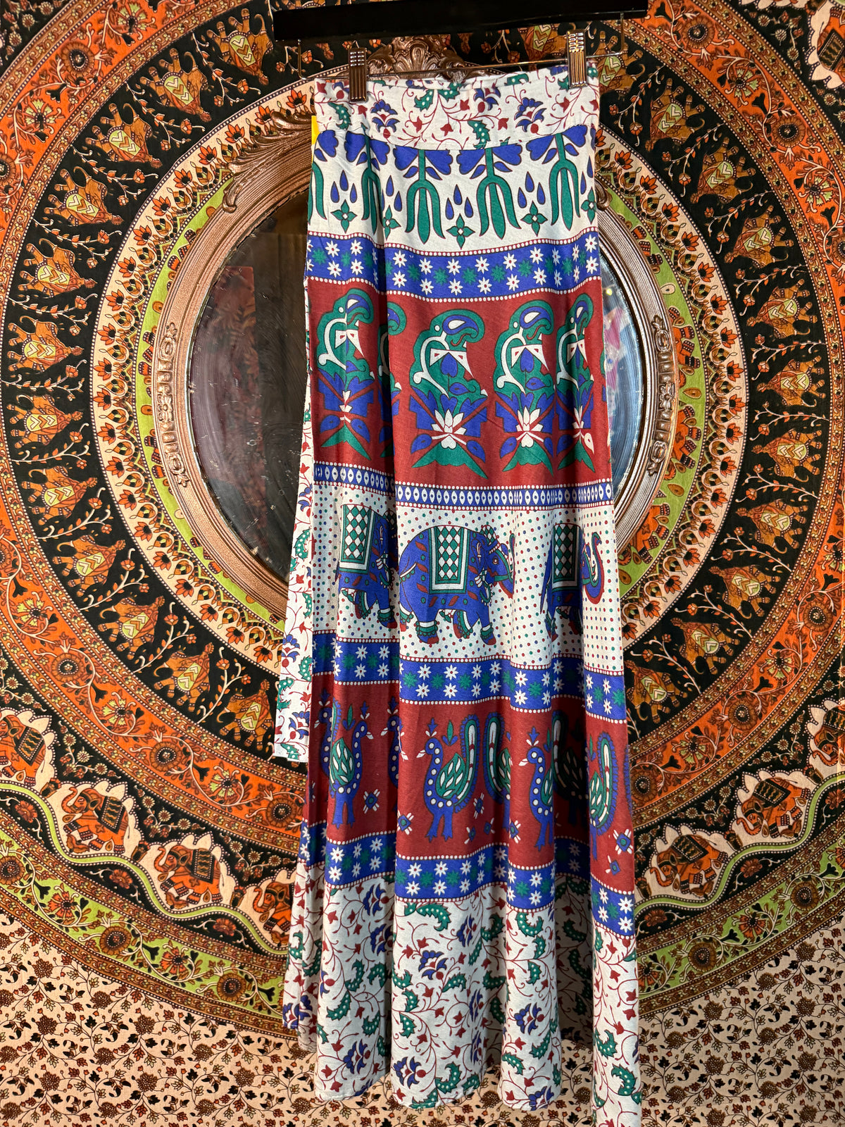 Indian wrap skirt - burgundy/blue