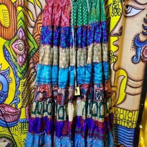 7 Layer sari silk skirt