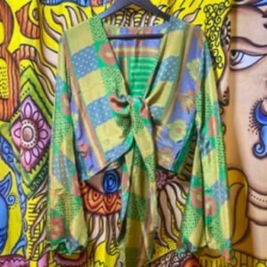 Chartreuse bell sleeve top