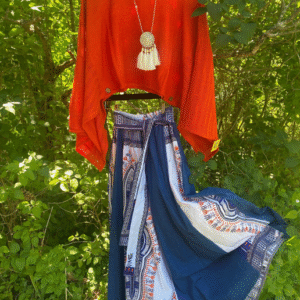 Dashiki and Denim Long skirt