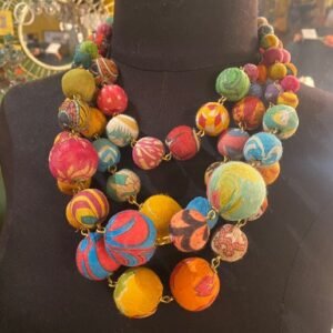 Dramatic fabric layer necklace