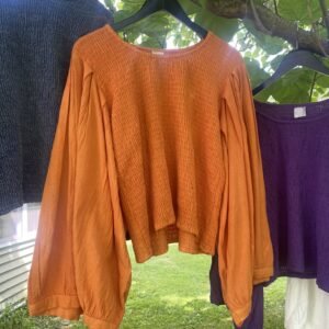 Gauze balloon sleeve top