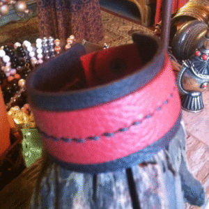 Red Leather snap cuff