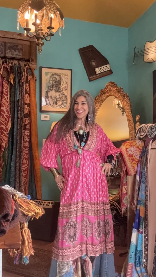 Pink mid length duster