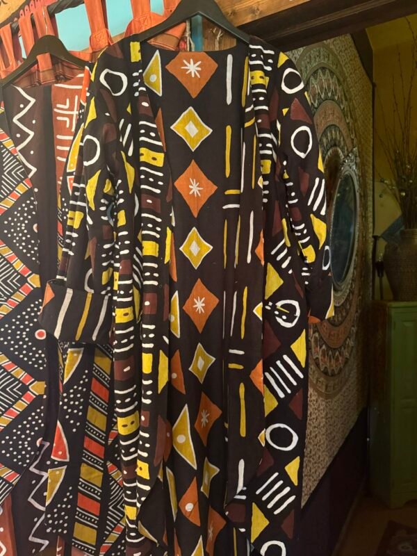 Yellow/orange Reversible Mudcloth coat