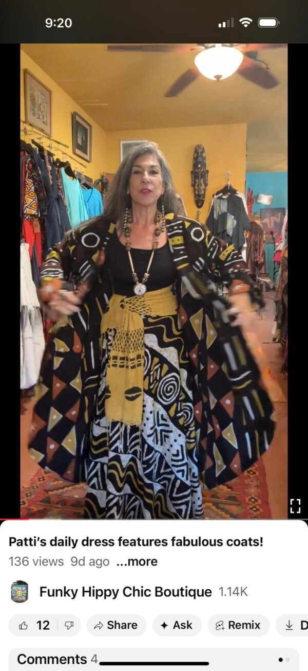 Yellow/orange Reversible Mudcloth coat - Image 2