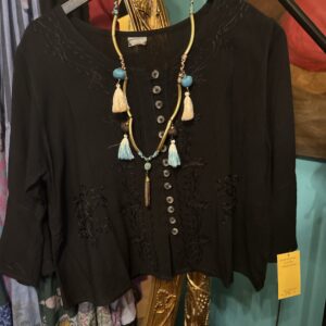 Black Mid length button down top