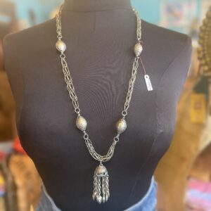 Indian silver tassel necklace