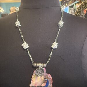 Hand Painted peacock necklace