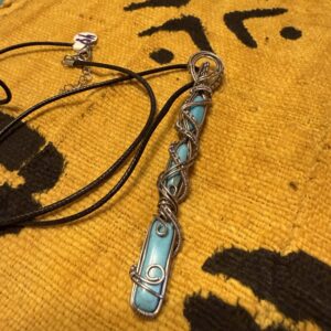 Turquoise Wire wrap cylinder necklace
