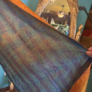 Silk Kantha Scarf Orange/Turq