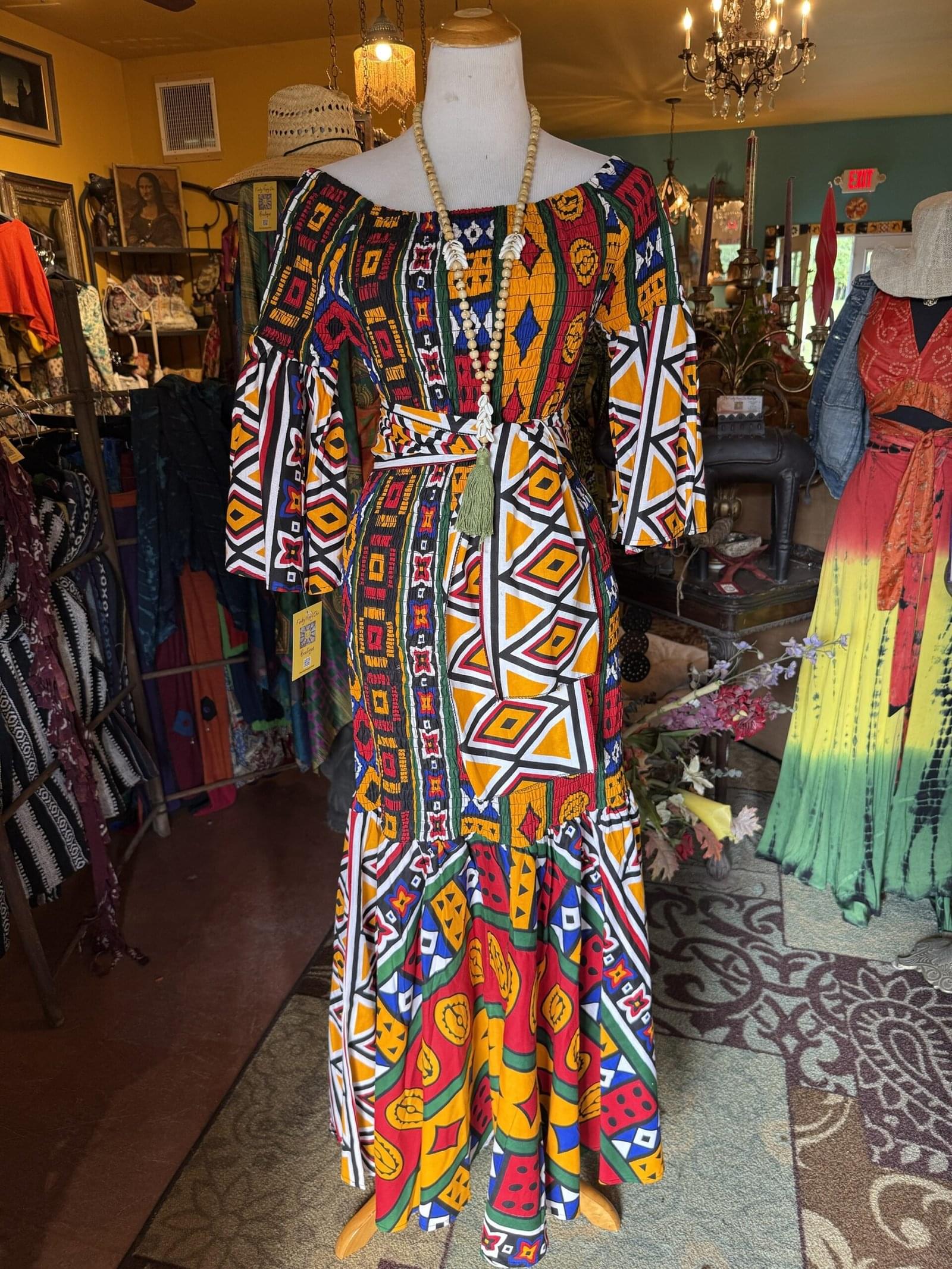 Orange African tube dress - Image 2