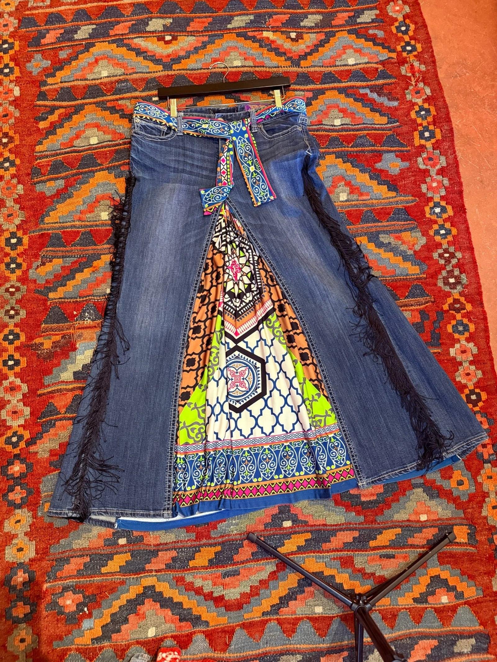 Groovy Denim Upcycle skirt 34” w