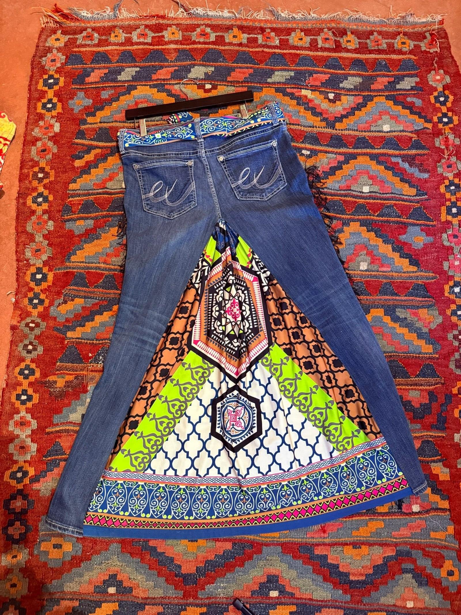 Groovy Denim Upcycle skirt 34” w - Image 2