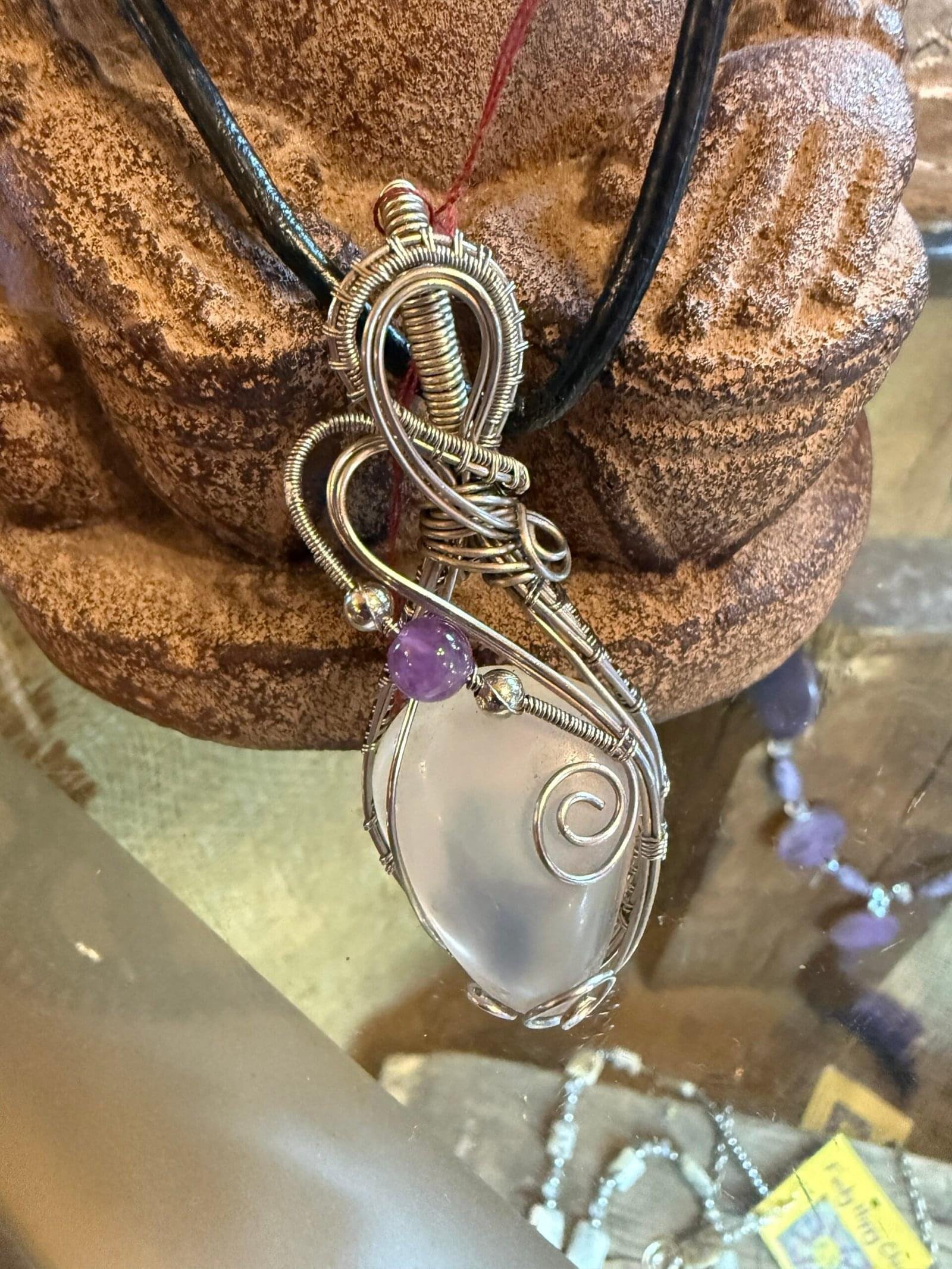 Opal Wire Wrap Necklace